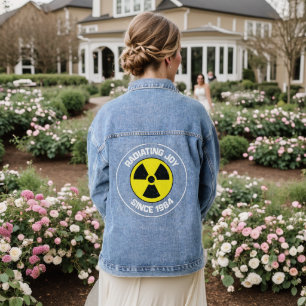 Stralend van vreugde sinds 1984 denim jacket