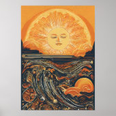 Stralend zonlicht zon illustratie poster (Voorkant)
