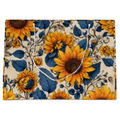 Stralend zonnebloempatroon groot cadeauzakje (Voorkant)