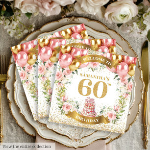 Stralende 60e verjaardag servetten Boho Flower Des