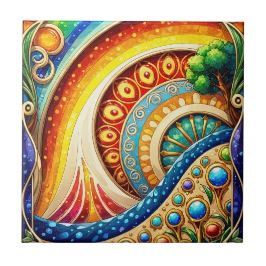 Stralende Abstracte kunst Tegeltje (Voorkant)