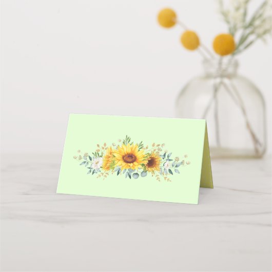 Stralende Aquarel Zonnebloemen Zomer Groen (Achterkant)