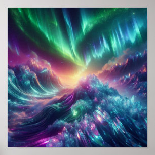 Stralende Aurora Kristalgolf Horizon Gloed Poster