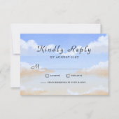 Stralende Blauwe Hemel Zomer Strand Wedding RSVP K Kaartje (Voorkant)