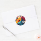 Stralende Bloei – Krachtige Abstracte Bloemexpress Ronde Sticker (Envelop)