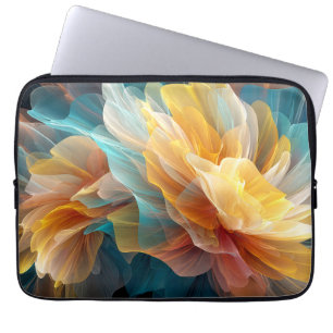 Stralende bloei van etherische bloemblaadjes in he laptop sleeve