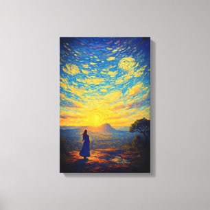 Stralende Dageraad bij Pha Chanadai – Van Gogh Sty Canvas Afdruk