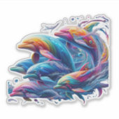 Stralende Dolfijn Kunst Sticker (Voorkant)