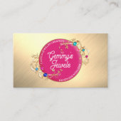 Stralende Elegantie Gouden Roze Custom Sieraden Cr Visitekaartje (Voorkant)