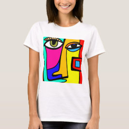 Stralende expressie: Kleurrijk Abstract gezicht T- T-shirt