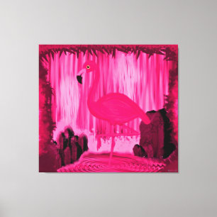 Stralende Flamingo Tropisch Surrealisme Canvas Afdruk