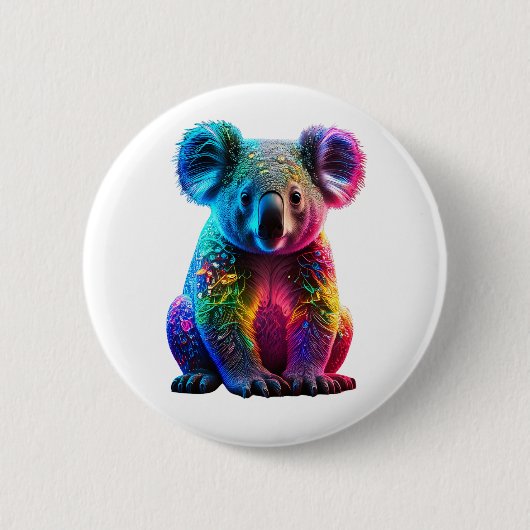 stralende gloeiende koala ronde button 5,7 cm (Voorkant)