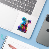 stralende gloeiende koala sticker (Laptop met iPhone)