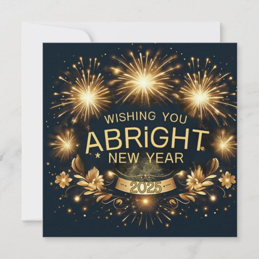 Stralende gouden nieuwjaarswensen 2025 feestdagenkaart (Voorkant)