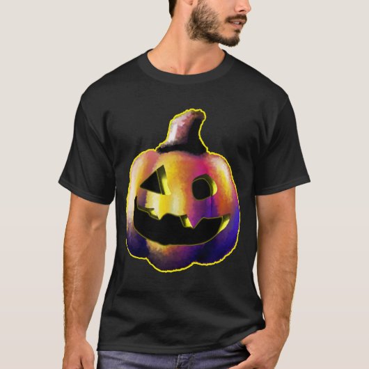 Stralende Halloween Jack-O'-Lantern - Licht op in  T-shirt (Voorkant)