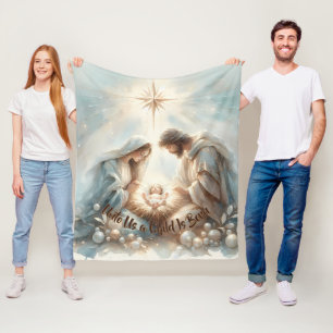 Stralende Heilige Familie Kerststal Fleece Deken