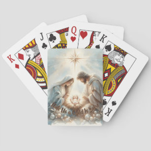 Stralende Heilige Familie Kerststal Pokerkaarten