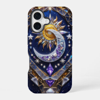Stralende Hemelse Zon en Maan Design iPhone 16 Hoesje