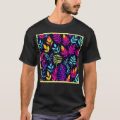 Stralende herfstgloed: Neon-Hued bladpatroon T-shirt (Voorkant)