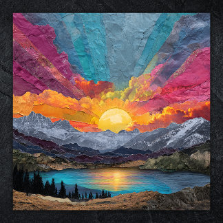 Stralende Horizon — Abstract Bergmeer Zonsopgang Poster