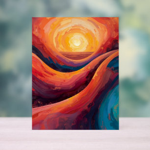 Stralende Horizon – Levendige Abstracte Zonsonderg Acryl Bord