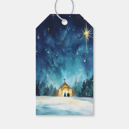 Stralende kerstster boven Bethlehem Cadeaulabel (Voorkant)