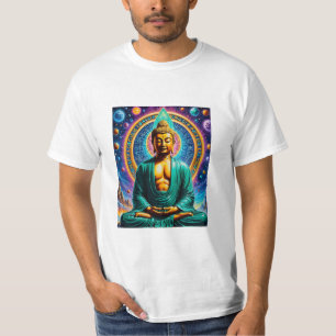 Stralende Kosmische Boeddha Universum T Shirt Ontw