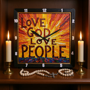 Stralende Liefde God Liefde Mensen Kunst Vierkante Klok