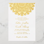 Stralende Luchtige Halve Maan Mandala bruiloft Folie Uitnodiging (Voorkant)