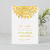 Stralende Luchtige Halve Maan Mandala bruiloft Folie Uitnodiging (Staand Voorkant)