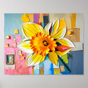 Stralende Narcis in Moderne Abstracte Stijl Poster