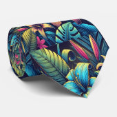 Stralende Neon Bloemen Bloeien In Levendige Kleure Stropdas (Opgerold)