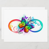 Stralende oneindigheid met regenboogvlinder save the date (Voorkant / Achterkant)