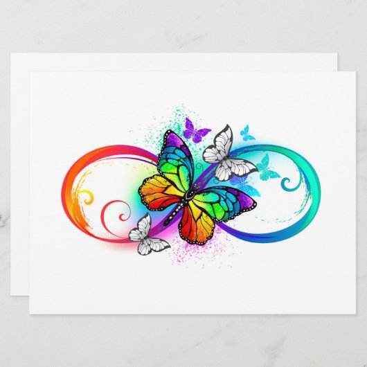 Stralende oneindigheid met regenboogvlinder save the date (Voorkant / Achterkant)