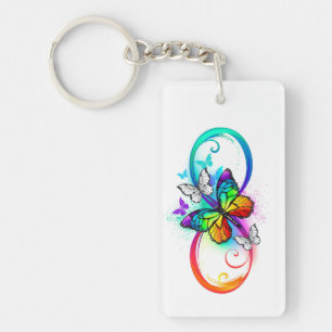 Stralende oneindigheid met regenboogvlinder sleutelhanger