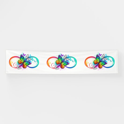 Stralende oneindigheid met regenboogvlinder spandoek (Horizontaal)
