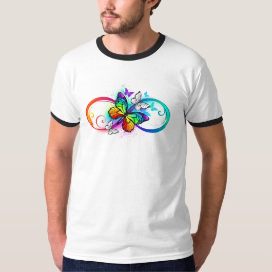 Stralende oneindigheid met regenboogvlinder t-shirt (Voorkant)