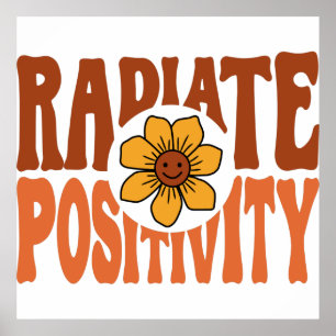 Stralende Positiviteit Retro Bloem Smiley Poster