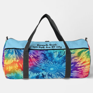 Stralende Regenboog Tie Dye Monogram Gepersonalise Plunjezak