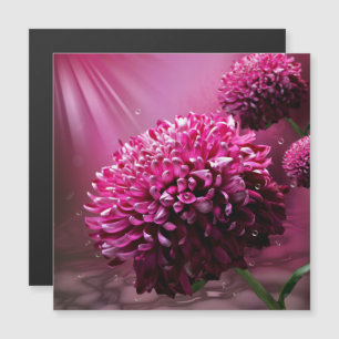 Stralende Roze Chrysanthemum Bloem Magnetische Uitnodiging