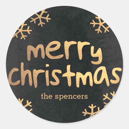 Stralende Sneeuwvlokken Kerst Gift Label Sticker (Voorkant)
