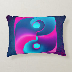 Stralende Spiritualiteit: Levendige Yin Yang Pink  Accent Kussen