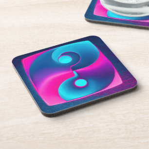 Stralende Spiritualiteit: Levendige Yin Yang Pink Bier Onderzetter