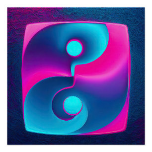 Stralende Spiritualiteit: Levendige Yin Yang Pink  Perfect Poster