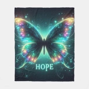 Stralende veelkleurige vlinder die hoop uitbeeldt fleece deken