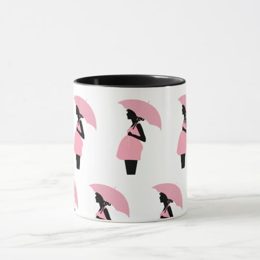 Stralende Verwachtende Moeder: Roze Paraplu Mok (Midden)