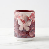 Stralende vleugels: Roze 3D Vlinder Koffie Mok Mar (Center)