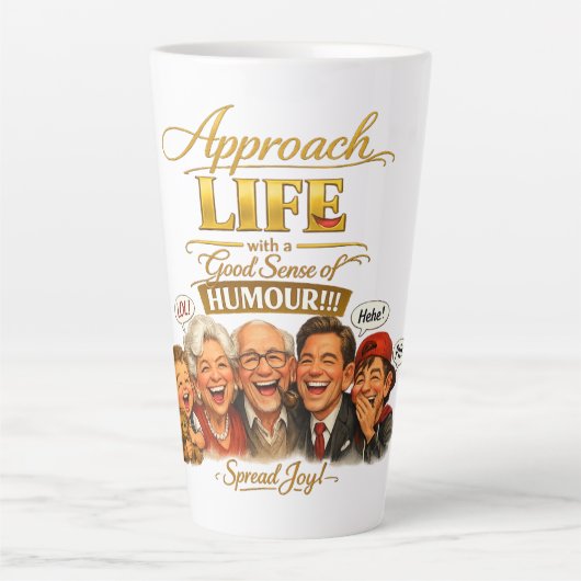 Stralende vreugde latte mok (Voorkant)