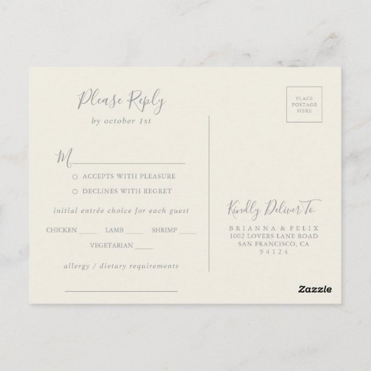 Stralende Wilde Bloem Menu Keuze RSVP Briefkaart (Achterkant)