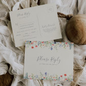 Stralende Wilde Bloem Menu Keuze RSVP Briefkaart